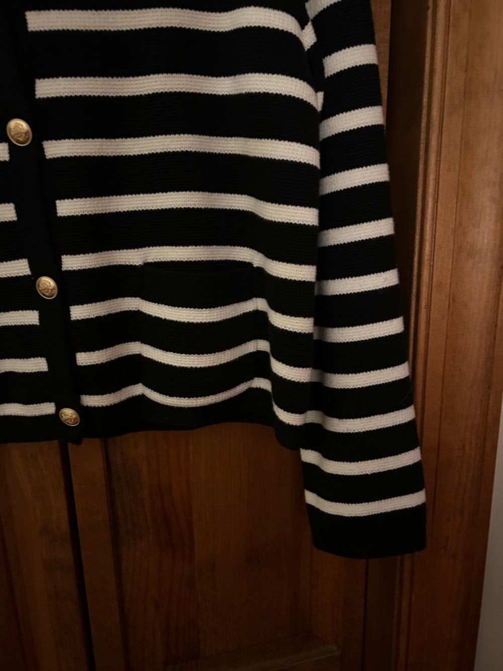 J. Crew Women’s L Preppy Classic Minimalist Striped Black White Emilie Cardigan - Picture 7 of 16